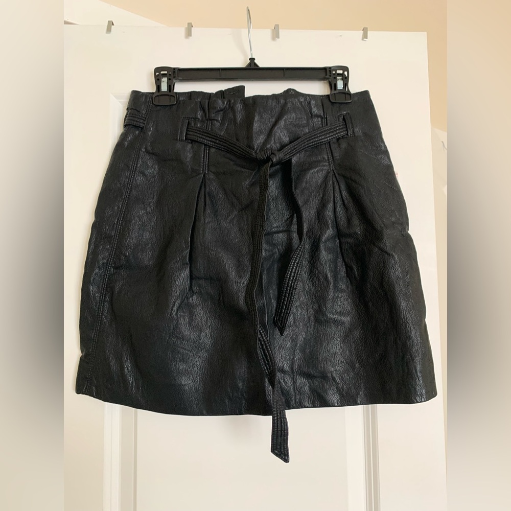 Faux leather belted skirt